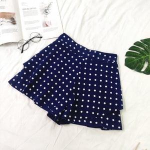 Hot Sale High Waist Women Shorts Dot Printed Korean Fashion 2019 Summer Shorts Skirts Wide Leg Hot Pants Casual Loose