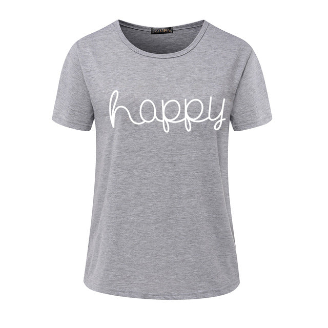 2018 Summer happy Printed Women's T Shirt