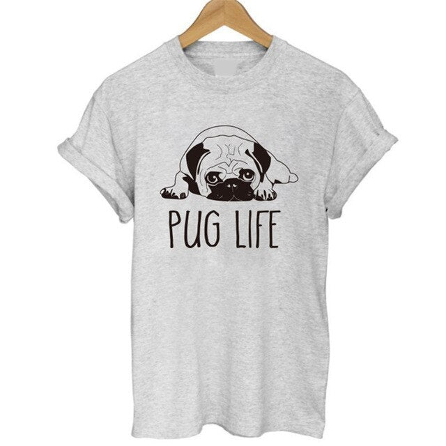 Fashion cut pug printed women T shirt