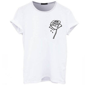 Women T-shirt Street Fashion Slim Summer Short sleeve Korean-style Big Rose T-shirt