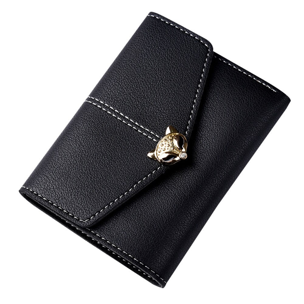 Women Fashion Solid Hasp Fox Multi Card Position Coin Bag Wallet new luxury