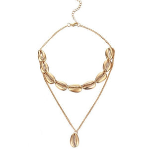 Multilayer Shell Trendy Necklace for Women Gold Color Long Chain Seashell Ocean Beach Boho Pendant Necklaces Jewelry Link Chain