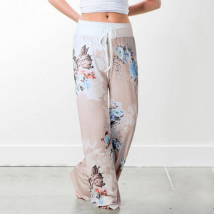 Spring Trousers Women Legging Casual Pants Floral Print Plus Size Sweatpants Loose Tie Straight Loose Pants Beach Streetwear 3XL