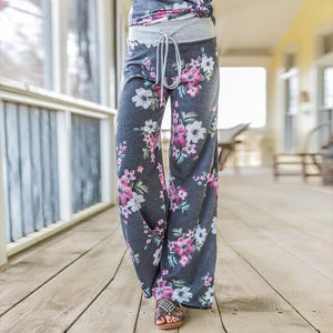 Spring Trousers Women Legging Casual Pants Floral Print Plus Size Sweatpants Loose Tie Straight Loose Pants Beach Streetwear 3XL