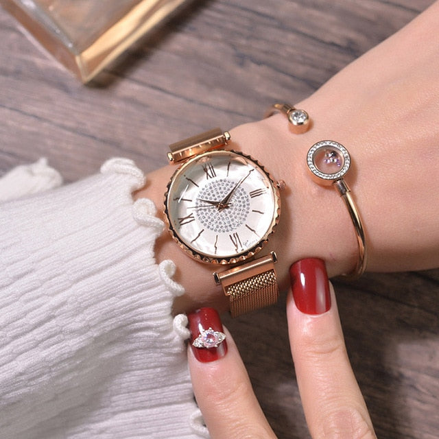 Luxury Diamond Rose Gold Women Watches