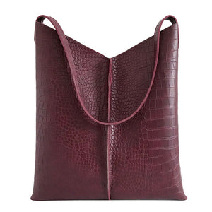 Fashion leather solid color crocodile pattern versatile shoulder wallet Embossing Women bags