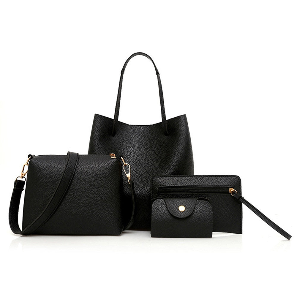 4Pcs Women Pattern Leather Handbag
